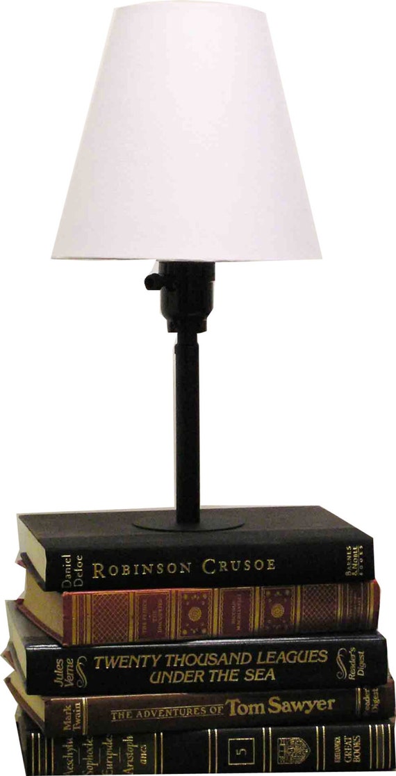 Book Lamp Custom Book Lamp Stacked Book Lamp By MyBooklandia