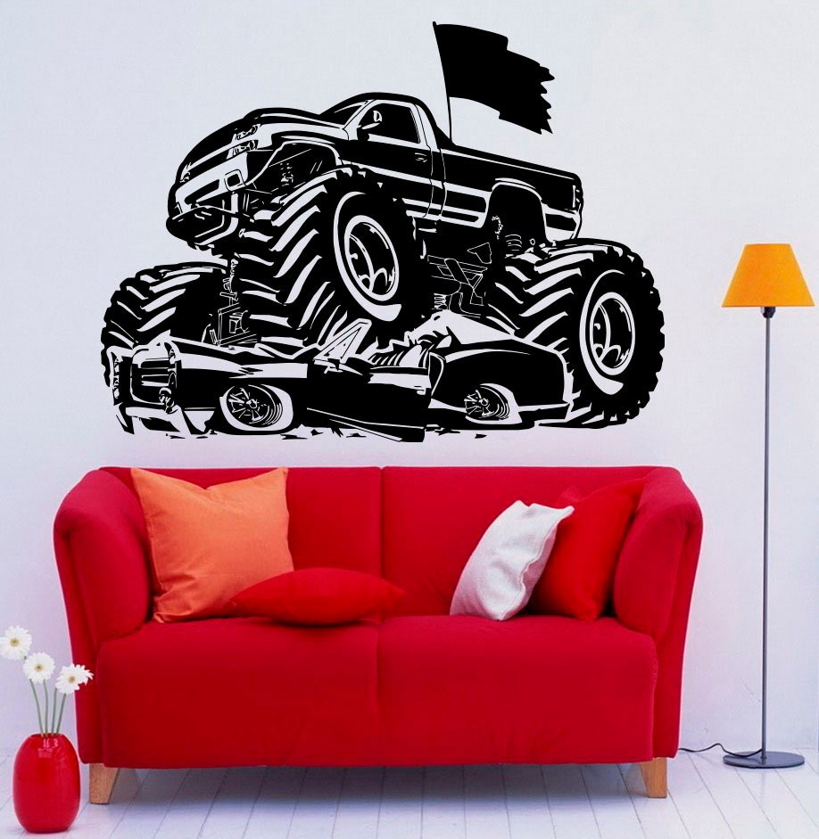 Monster Truck Wall Decal Vinyl Racing Car Sticker Art Murals