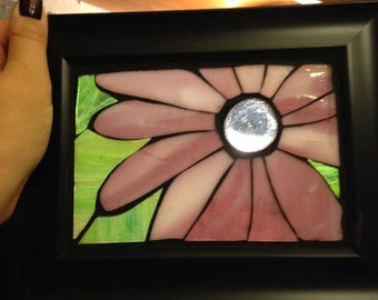 Purple flower stained glass mosaic