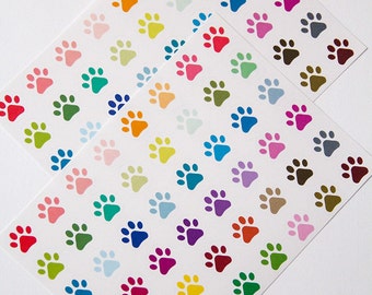 48 paw print stickers, vet stickers, pet stickers, dog stickers, cat stickers, planner stickers, animal eclp filofax happy planner kikkik