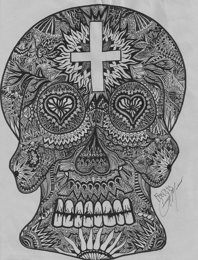 Items Similar To Black And White Detailed Sugar Skull Zentangle On Etsy