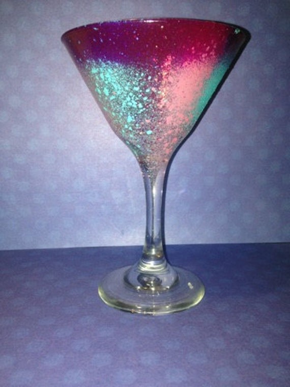Painted Martini Glass by ColorfulCleverness on Etsy