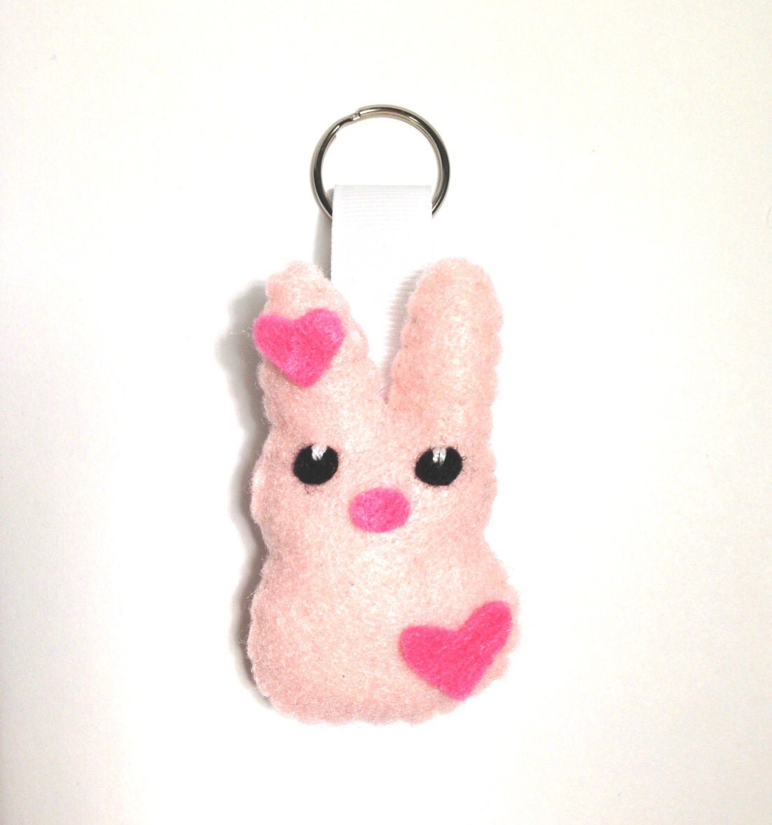 Cute Pink Bunny Keychain Felt Jewelry Bag by FluffedNStuffed
