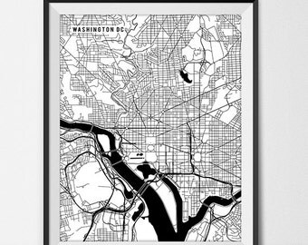 Washington DC Map Print, Washington DC Poster of District of Columbia Map of Washington DC Gift District of Columbia Art