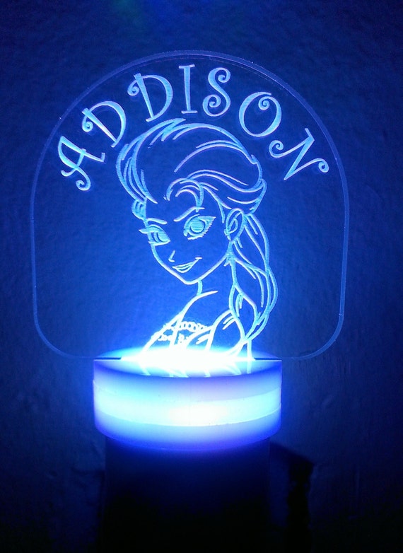 Items similar to Elsa, Frozen LED Nightlight, Night Light, Personalized