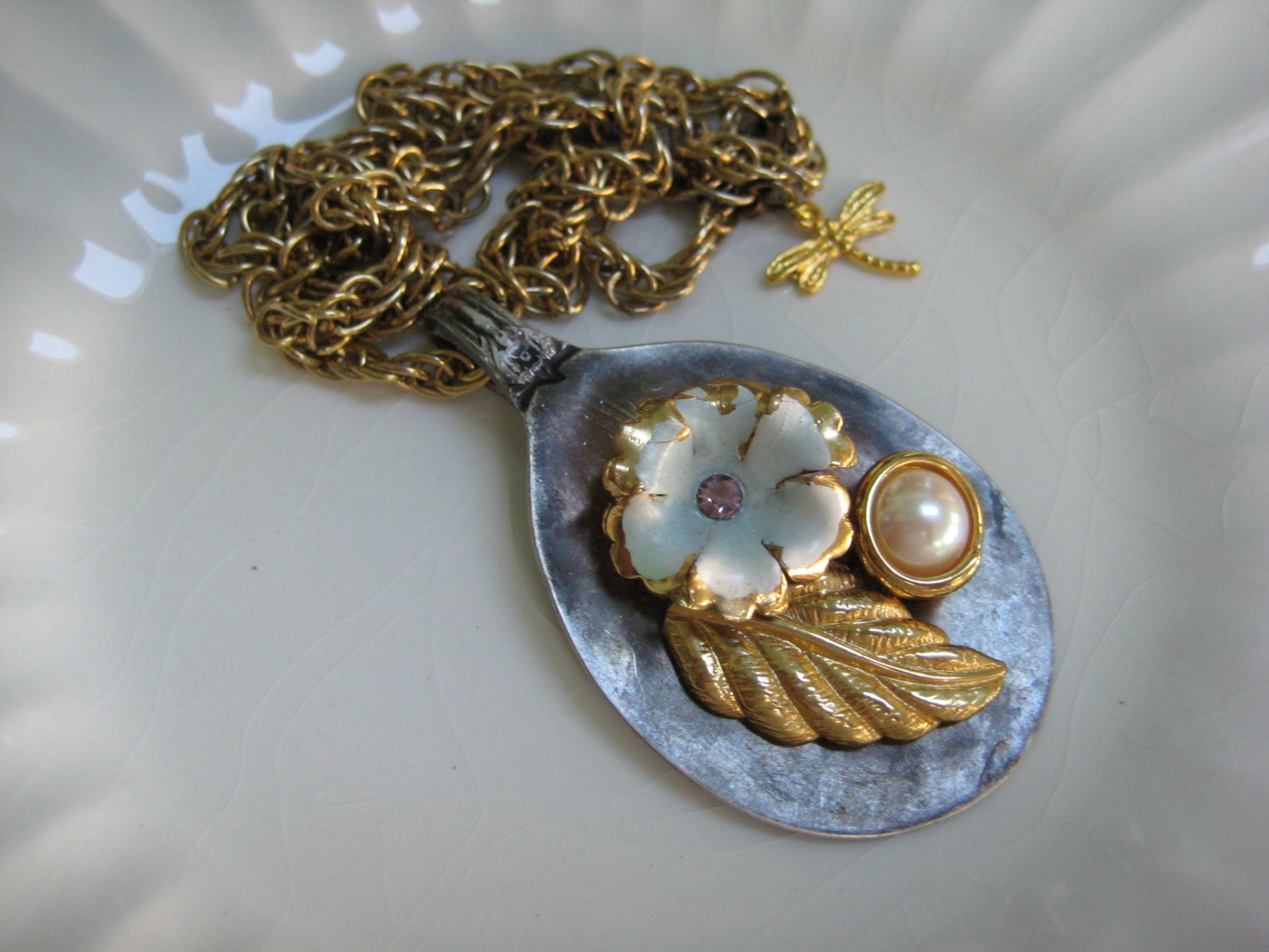 Vintage Spoon Embellished Necklace by DragonflyVintiques on Etsy