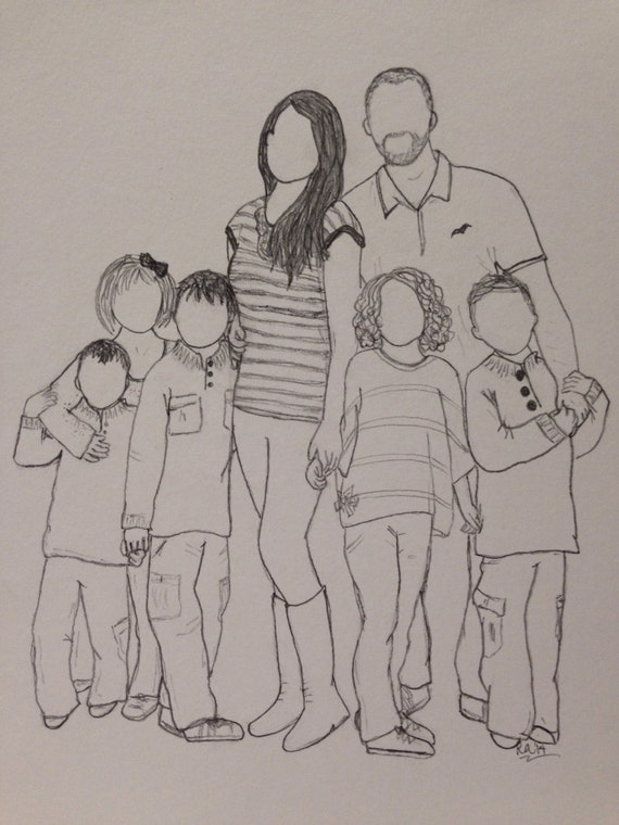 Custom Family Sketch From Photo 8x10 Pencil by RainyDayCreate