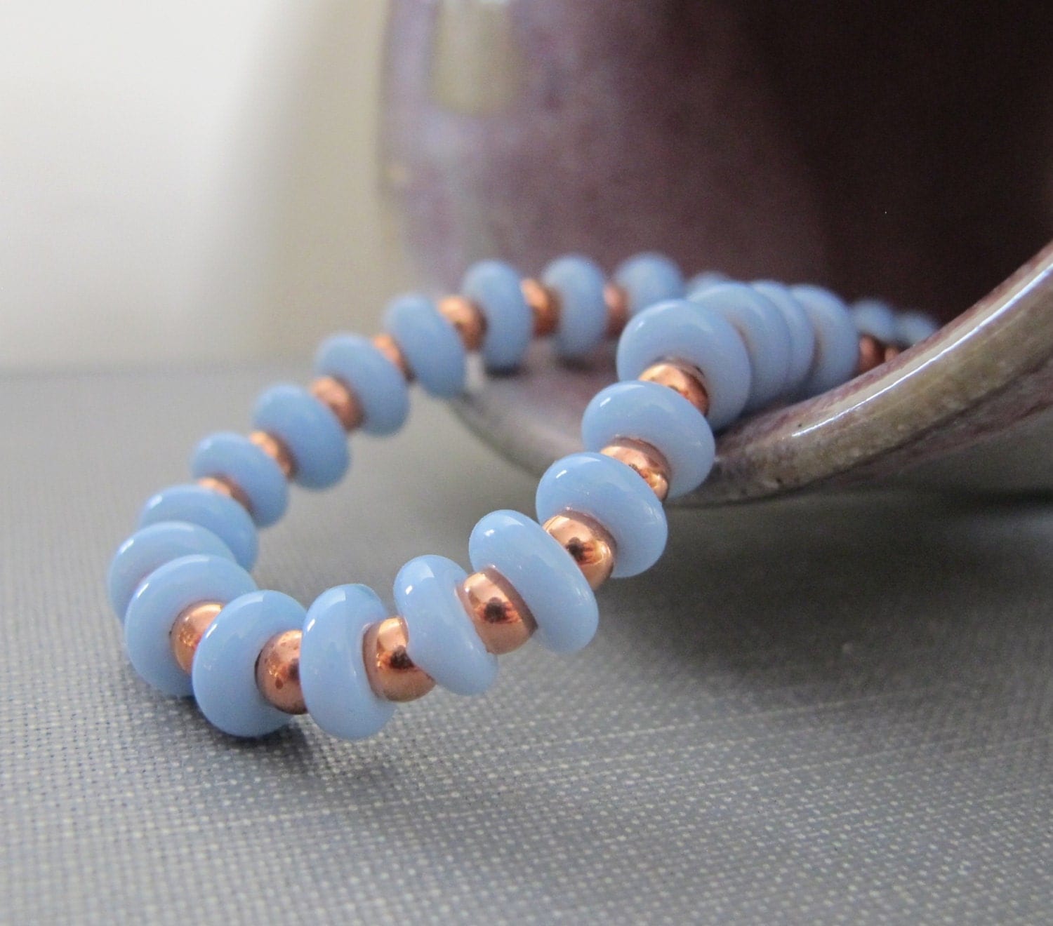 Beige - Handcrafted Glass Stone Bracelet 01