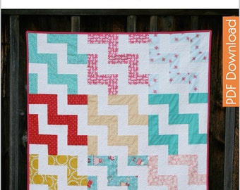 Modern Quilt Pattern - Up a Notch - PDF