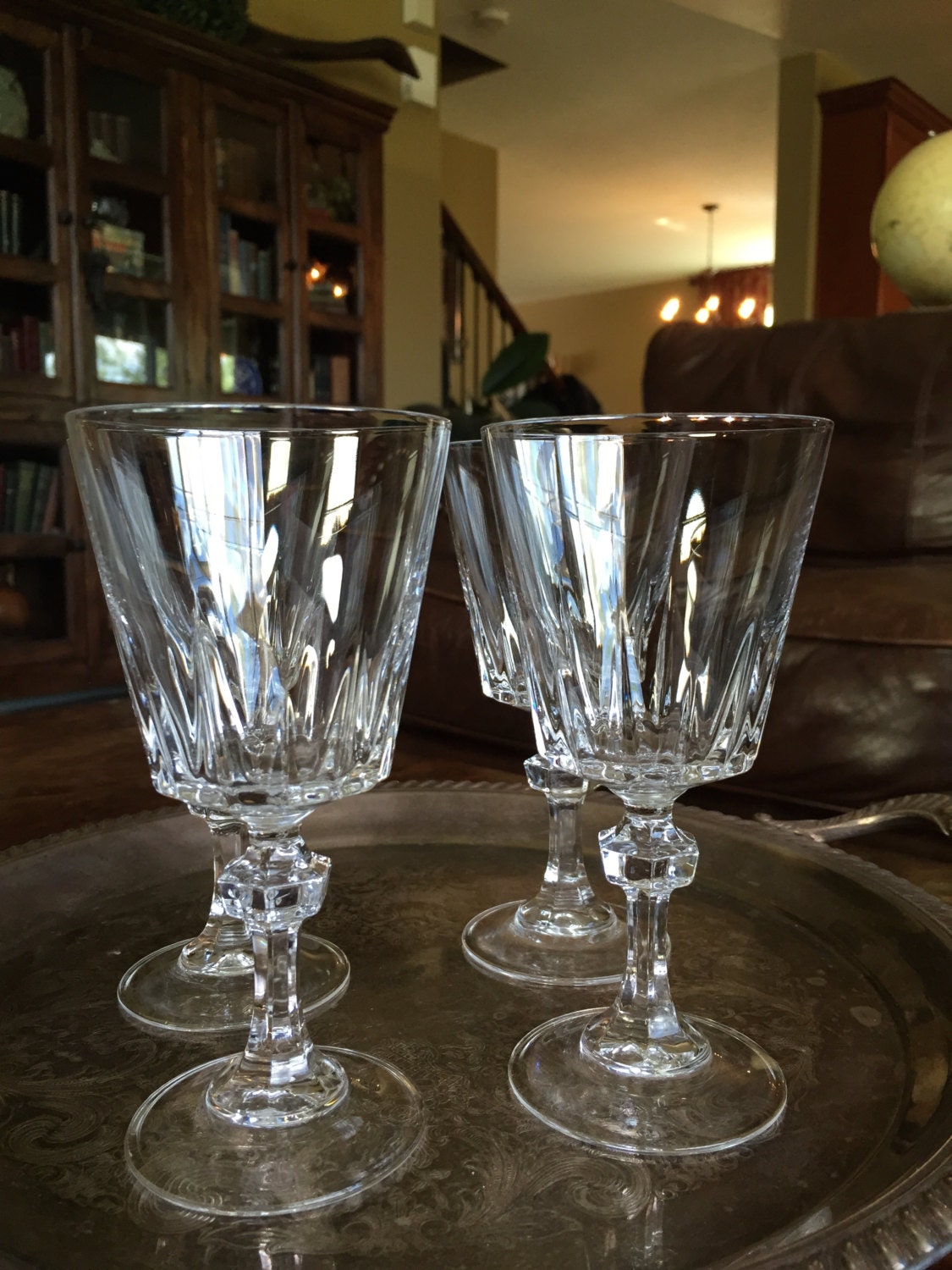 Princess House Crystal Esprit Pattern Set Of Four Wine Glasses
