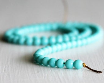 100 Opaque Turquoise 4mm Glass Rounds - Czech Glass Beads