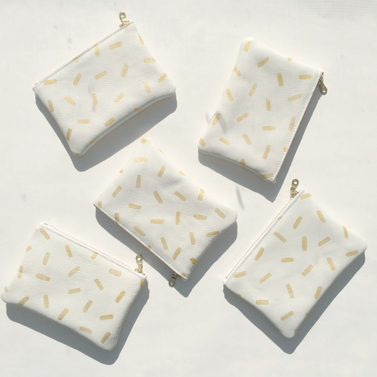 SALE White Gold Confetti Leather Pouch