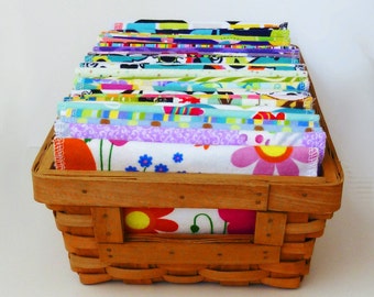 Cloth Wipes - 30 Mixed Modern, Girls or Neutral Wipes - Cloth Diaper Wipes - 30-40 Double Layer Flannel Wipes - Family Cloth - Medium