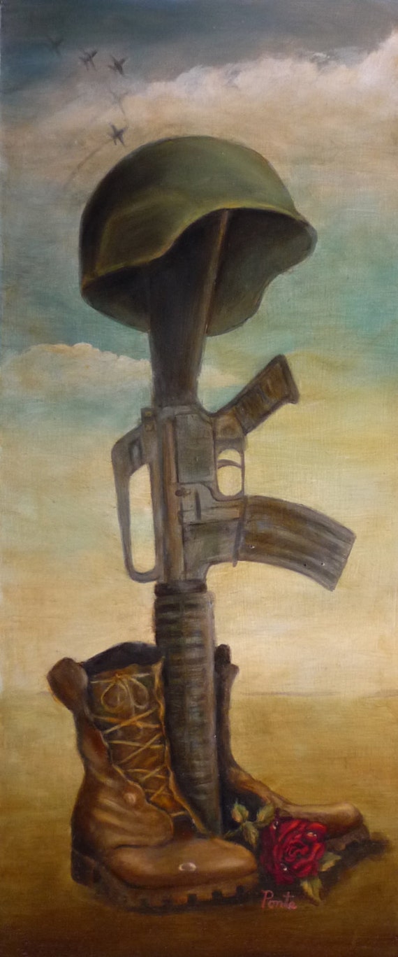 NEVER Veteran Soldier Boots Rifle and Helmet Oil