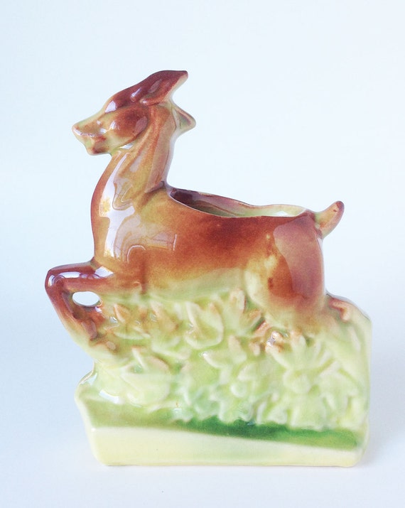 Vintage McCoy Pottery Deer and Fawn Planter Ceramics and