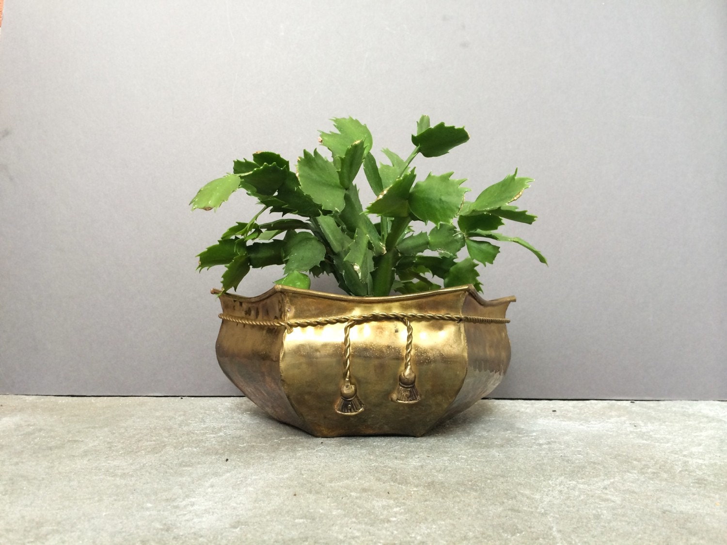 Vintage Brass Planter. Decorative Brass Container. by walahfrid