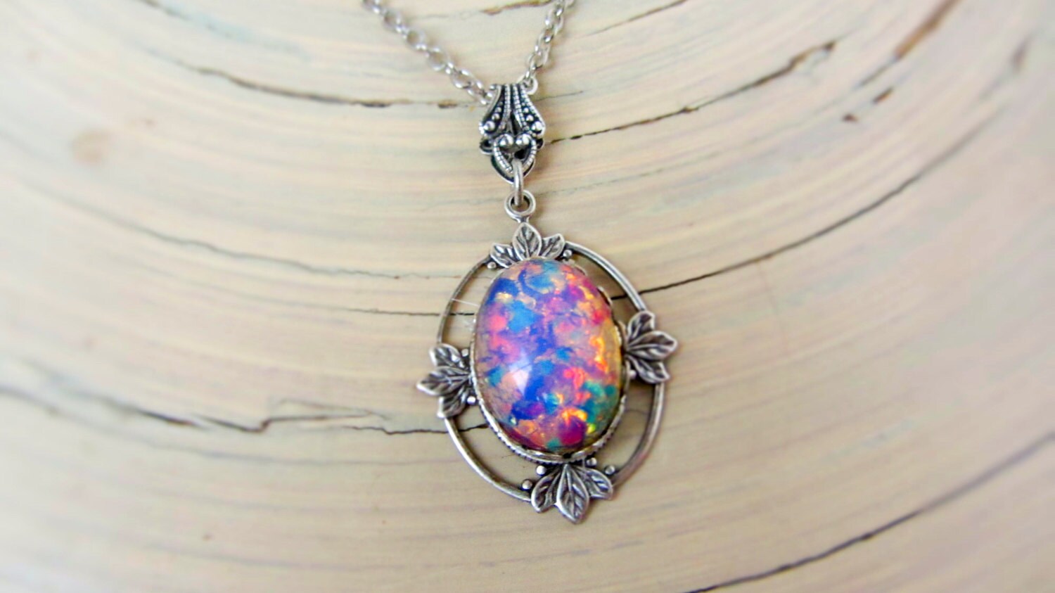 Fire Opal Necklace Pink Opal