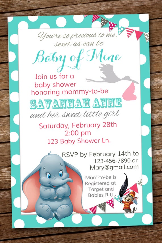 Dumbo Baby Invitations 1