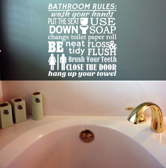 Vinyl Wall Lettering Bathroom Rules