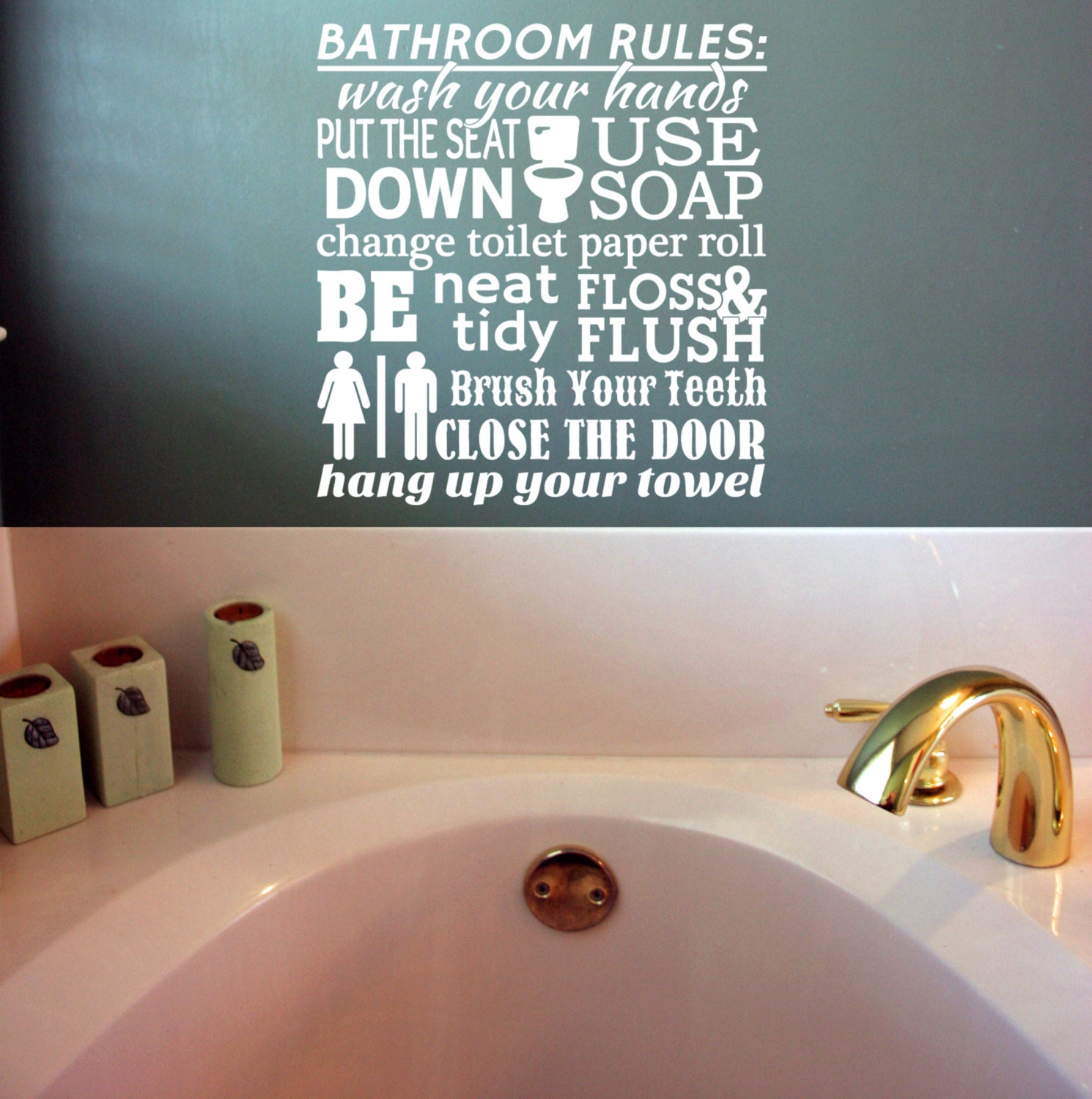 Vinyl Wall Lettering Bathroom Rules