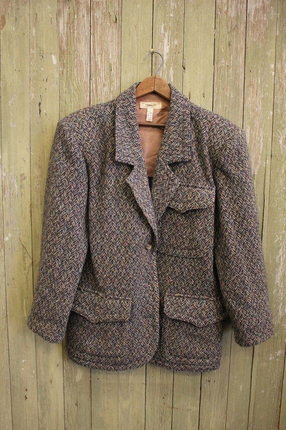 IRISH WOOL Tweed Blazer Dressage Equestrian Jacket Vintage sz