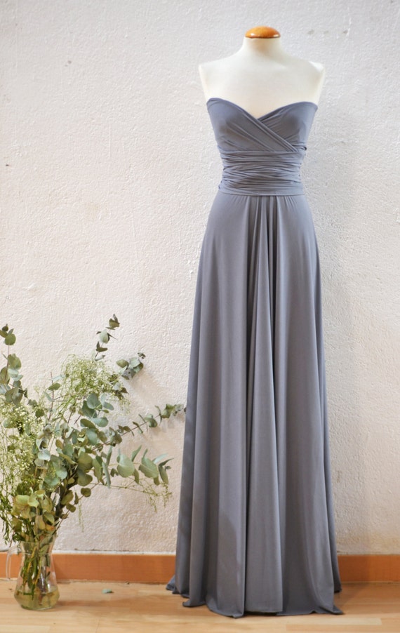 Sleeveless Light Grey Maxi Dress long gray dress formal by mimetik