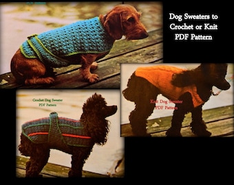 Dog Sweater Patterns - 2 to Crochet - 1 to Knit - Best Seller - PDF 01196489