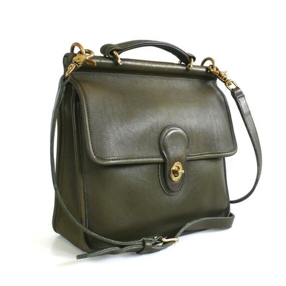 Vintage Olive Coach Messenger Bag // Made in United States