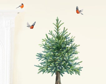 Tree Wall Decal, Woodland Nursery, Birds Wall Decals, Tree Mural, Nursery Woodland Art, Forest Nursery Decal ( Not Vinyl, PVC free )