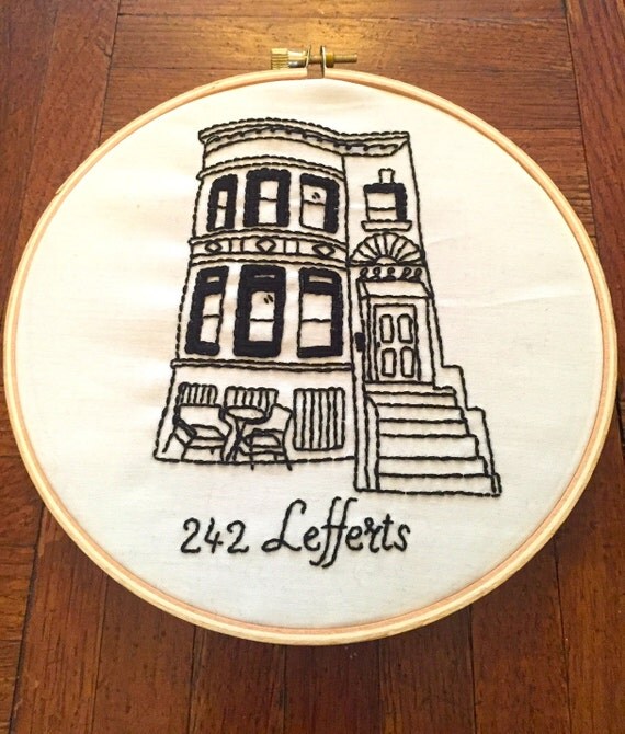 Items similar to Personalized Embroidered House Portrait Perfect
