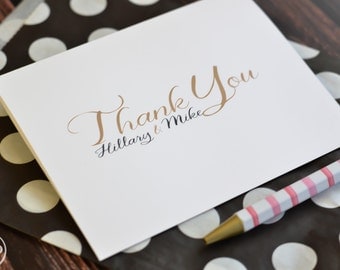 Custom Thumbprint Wedding Thank You Cards Couple's Note