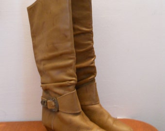 Knee high 1980's tan Pirate boots
