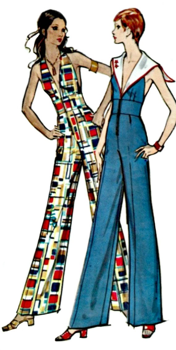 1972 Nautical Halter Jumpsuit Pattern VOGUE 8356 UNCUT Retro