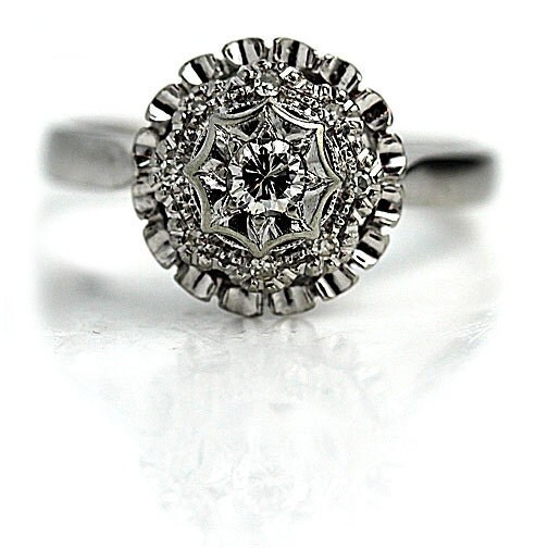 Vintage Engagement Ring 1970s Vintage Ring by ArtDecoDiamonds