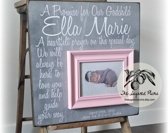 Baptism, Baptism Gift, Goddaughter, Godson, Baptism Gifts for Godchild, Personalized Baby Baptism Gifts, Baby Girl, 16x16 A Promise For Our