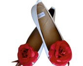 Ballet flats in white genuine leather, many combinations available ,ballet shoes for women, handmade 100% from genuine leather
