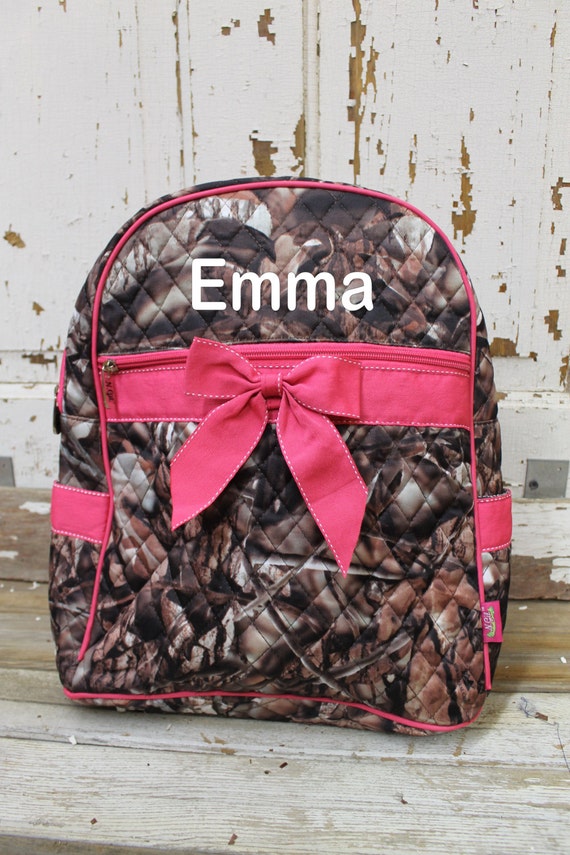 Pink Camo Quilted Backpack Fullsize Bag Monogram Personalize or ...