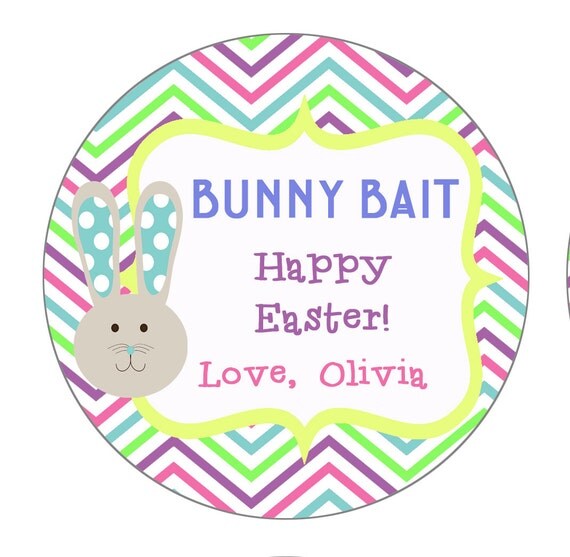 Items similar to Personalized BUNNY BAIT 3 Inch Circle Tag (PRINTABLE