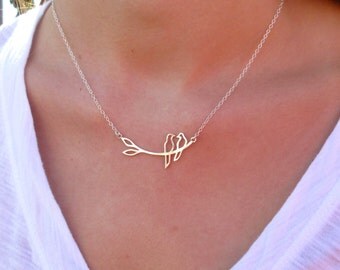 Silver Love Bird Necklace - Silver Necklace - Pendant Necklace