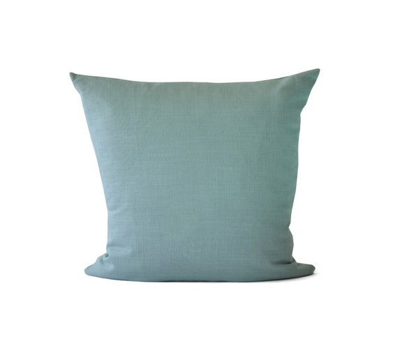 Teal Blue Decorative Pillow Linen Cushion Linen Throw by TMHstyle