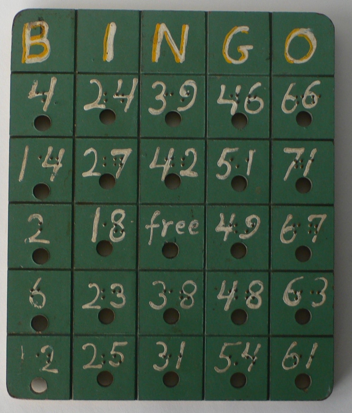 vintage Bingo card braille folk art School for the Blind