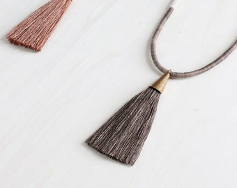 DEMETER necklace | naturally dyed cotton and silk tassel fiber statement necklace