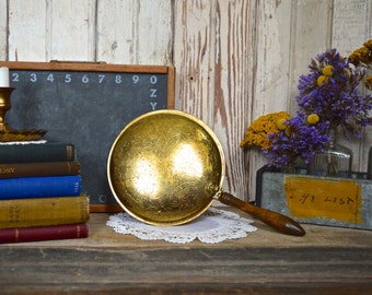 Vintage Solid Brass Carved Silent Butler with Wooden Handle