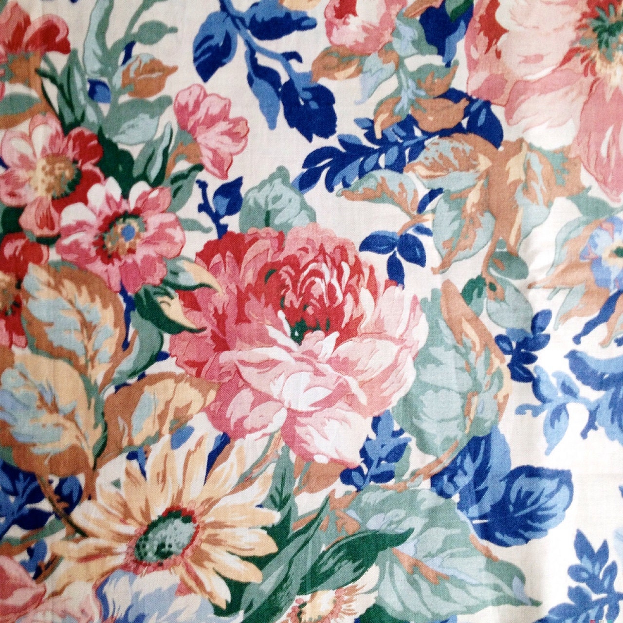Vintage Chintz Floral Cotton. Superb Flower Pattern. by LaClariere