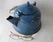 Tea Kettle, Blue Speckled Graniteware, Vintage Enamelware Coffee Pot, Cottage Cabin Decor, Retro Farmhouse Kitchen, Ranch Farm Rustic Tea Kettle, Blue Speckled Graniteware, Vintage Enamelware Coffee Pot, Cottage Cabin Decor, Retro Farmhouse Kitchen, Ranch Farm Rustic