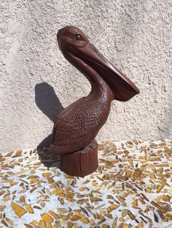 Vintage Brown Pelican Statue 12 Tall by BellasForest on Etsy