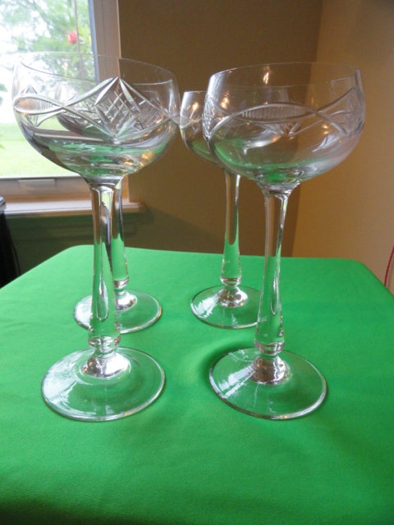 A697 Antique Heavy Clear Lead Crystal Wine Glass Bavaria