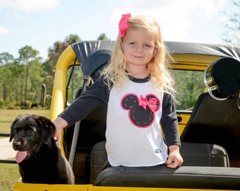 Minnie Mouse Shirt, Mickey Mouse Shirt, Disney World Shirt, Raglan Shirt, Size 3 months to Adult 2XL, Disneyland shirt, Disney shirt