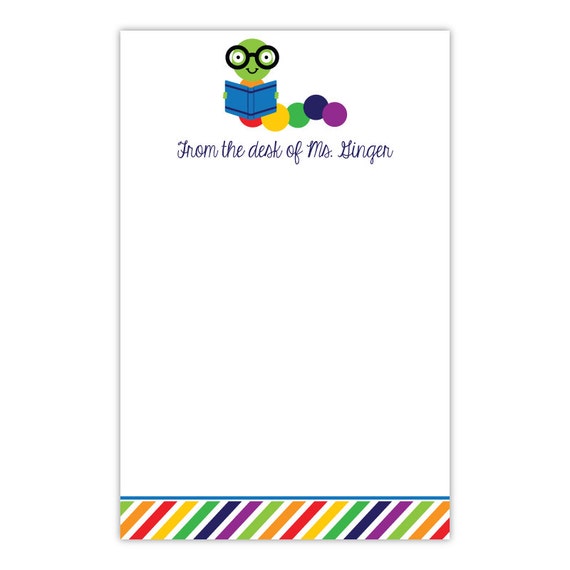 Personalized Notepad for Teacher - Worm Teacher Notepad - 50 sheets Il_570xn