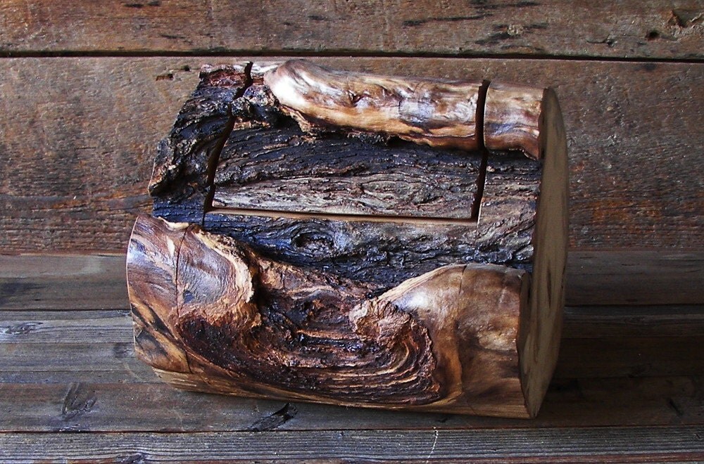 Rustic Log Box Aspen Wood Home Décor Accent by TheRusticNature